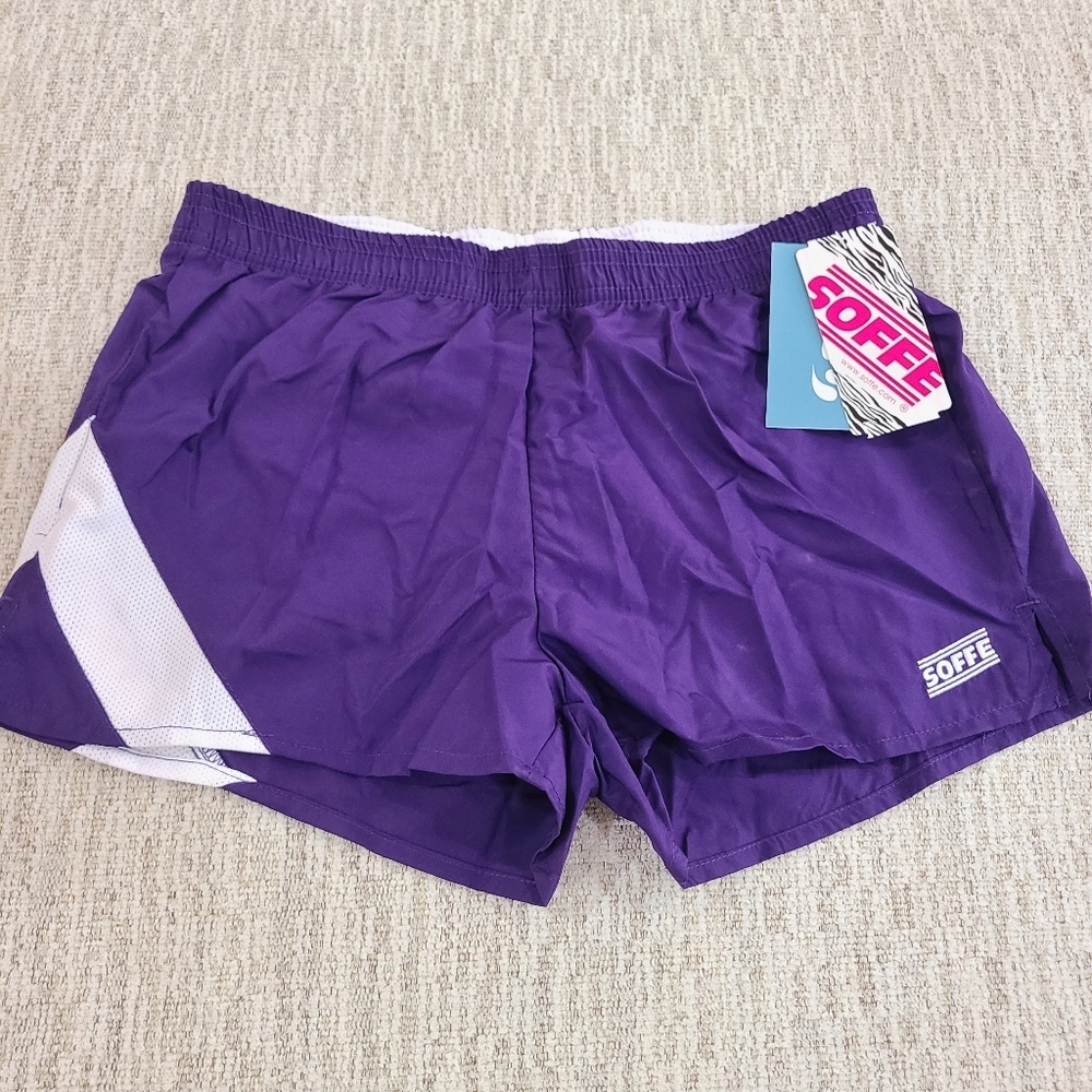 Soffe Athletic Shorts Purple and White Lightweight Design